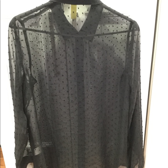 Shear black button down blouse - Picture 2 of 5